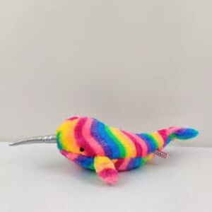 Rainbow Striped Plush Narwhal Toy